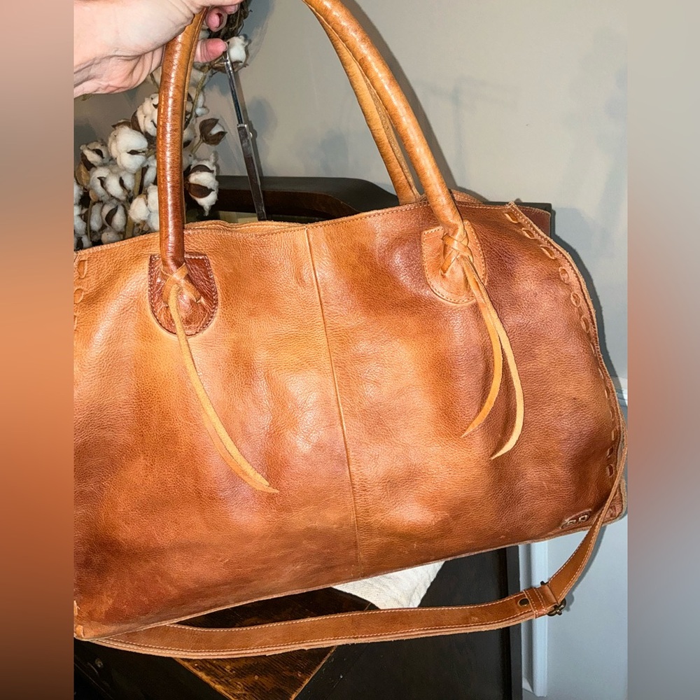 Bed Stu Leather Rockaway Shoulder Bag Crossbody Tote Tan Rustic $345 - Picture 3 of 13